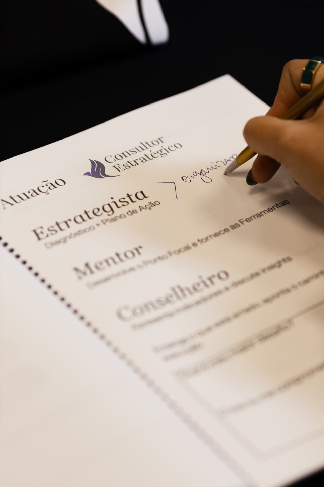 Participante preenche seu plano de atuação como consultor estratégico